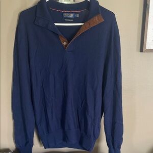 Polo Golf by Ralph Lauren Navy Crewneck Pullover with Brown Trim